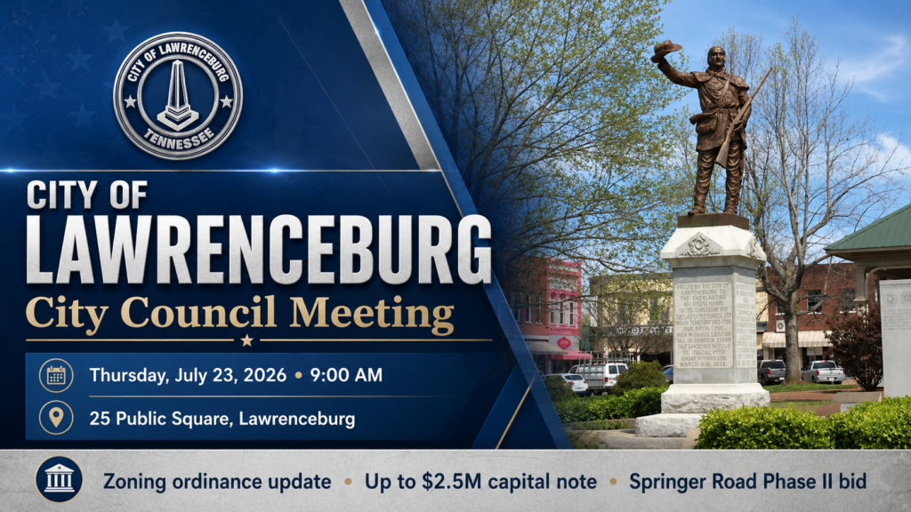 Lawrenceburg City Council to Consider $2.5 Million Capital Note, Springer Road Paving Bid